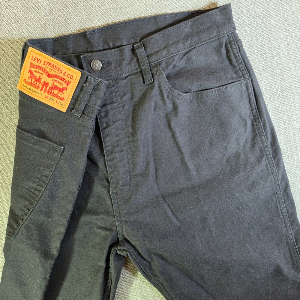 Levi Jean Pants Mens 38/32 Black Workwear Fit Carpenter Stretch